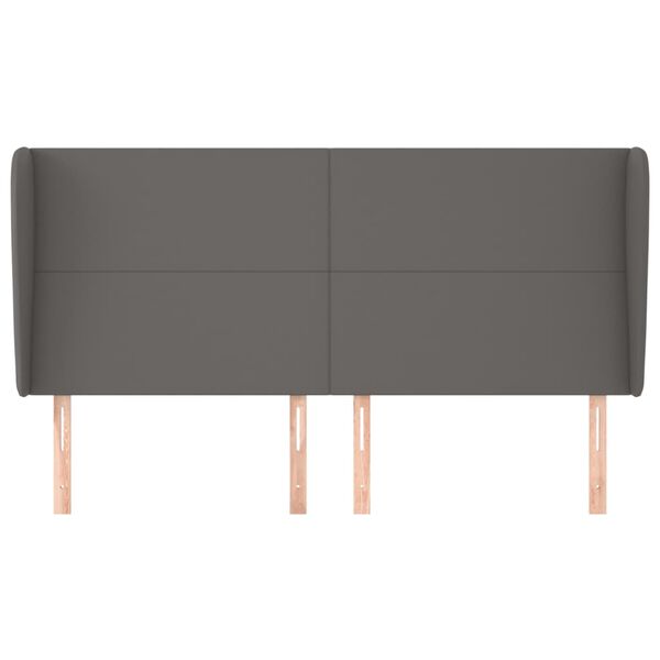 vidaXL galvgalis ar malām, 183x23x118/128 cm, pelēka mākslīgā āda