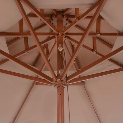 vidaXL saulessargs ar dubultu jumtu, pelēkbrūns, 270 cm, koka kāts