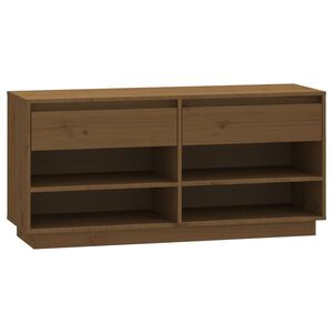 vidaXL apavu skapītis, medus brūns, 110x34x52 cm, priedes masīvkoks