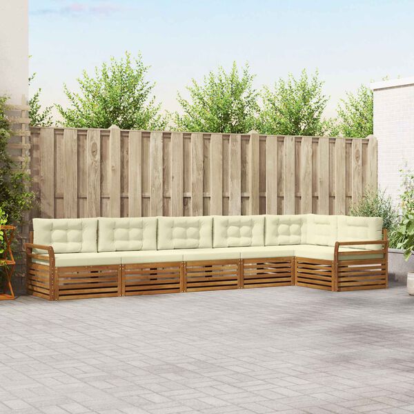 vidaXL Āra dīvānu komplekts ar spilvenu 6 pcs Dabisks un krējuma