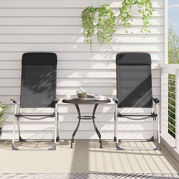 vidaXL kempinga krēsli, 2 gab., melni, alumīnijs, salokāmi