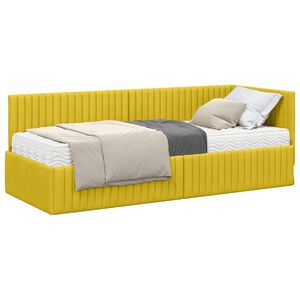 vidaXL Stūra gultas rāmis ar matrači 2 gab. Dzeltena 80 x 200 cm Samts