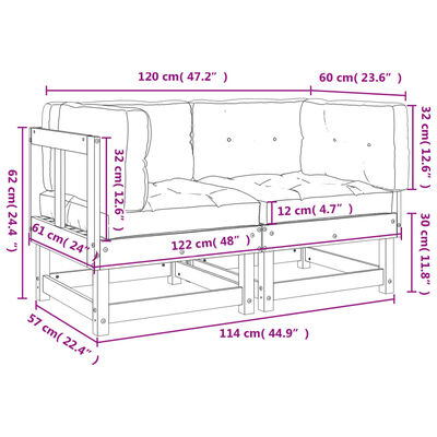 vidaXL stūra dīvāni ar matračiem, 2 gab., priedes masīvkoks