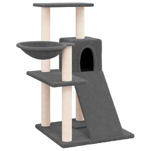 vidaXL kaķu māja ar sizala stabiem nagu asinā&scaron;anai, 82 cm, pelēka