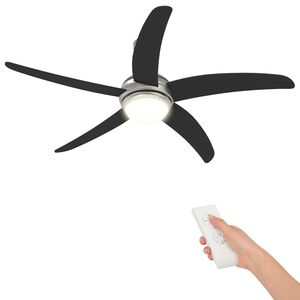vidaXL Griestu ventilators ar gaismu un tālvadību &Oslash; 130 cm Melns