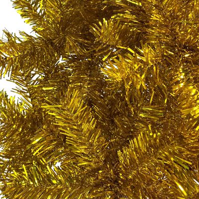 vidaXL izgaismota Ziemassvētku egle ar rotājumiem, zelta, 210 cm