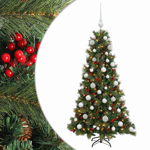 vidaXL Mākslīgā Ziemassvētku egle ar bumbiņu 150 cm 150 LED