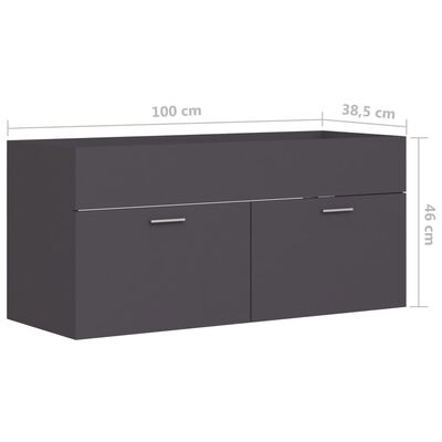 vidaXL izlietnes skapītis, pelēks, 100x38,5x46 cm, skaidu plātne