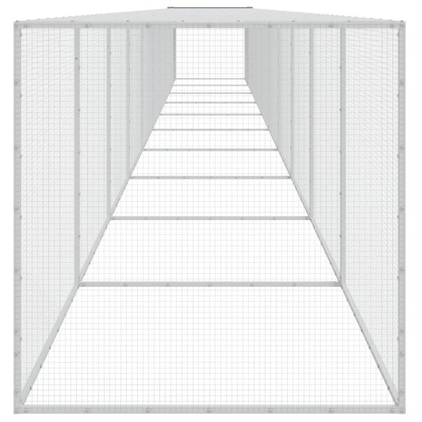 vidaXL vistu būris, jumts, gai&scaron;i pelēks, 1003x98x90cm, cinkots tērauds