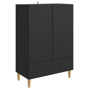 vidaXL Puse ar atvilktni Melns 66 x 34,5 x 95 cm Inženierijas koks