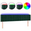 vidaXL gultas galvgalis ar LED, 203x16x78/88 cm, tum&scaron;i zaļ&scaron; samts