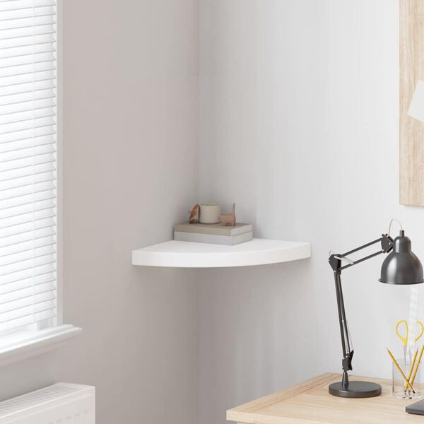 vidaXL peldo&scaron;s stūra plaukts, balts, 35x35x3,8 cm, MDF