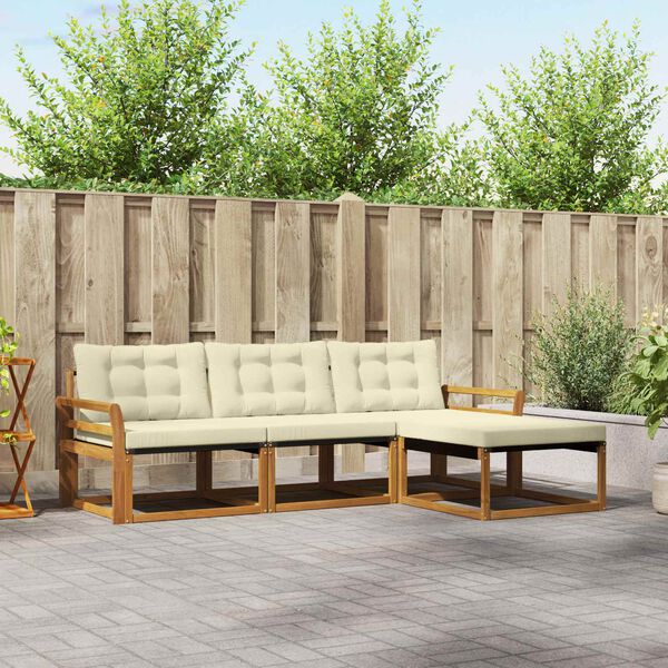 vidaXL Āra dīvānu komplekts ar spilvenu 4 pcs Dabisks un krējuma