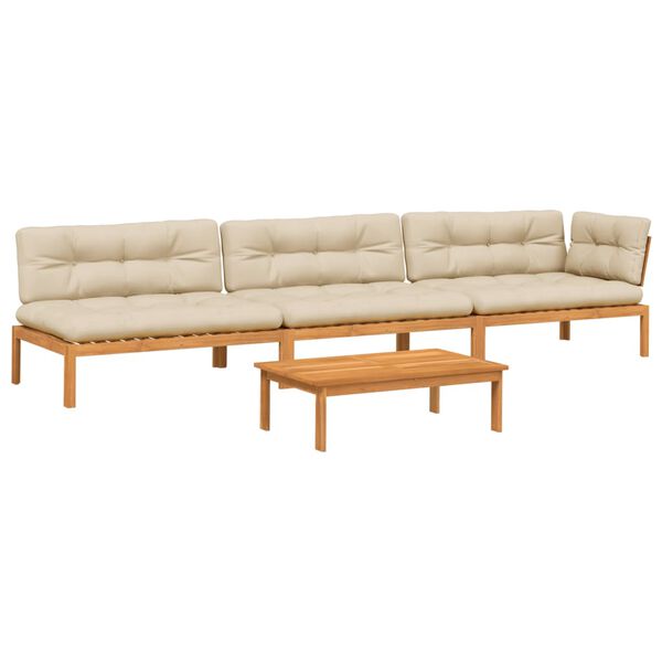 vidaXL 4-daļīgs dārza pale&scaron;u dīvāna komplekts ar matračiem, akācija