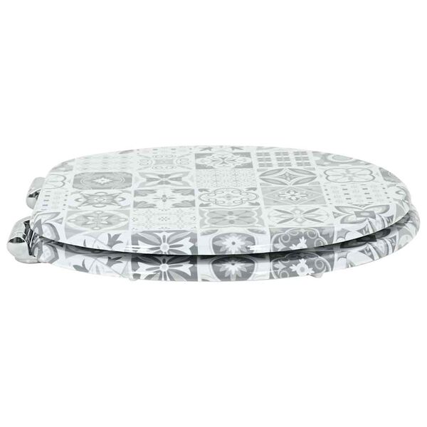 vidaXL Mīksta aizvēr&scaron;anās tualetes sēdeklis Zils un balts porcelāns