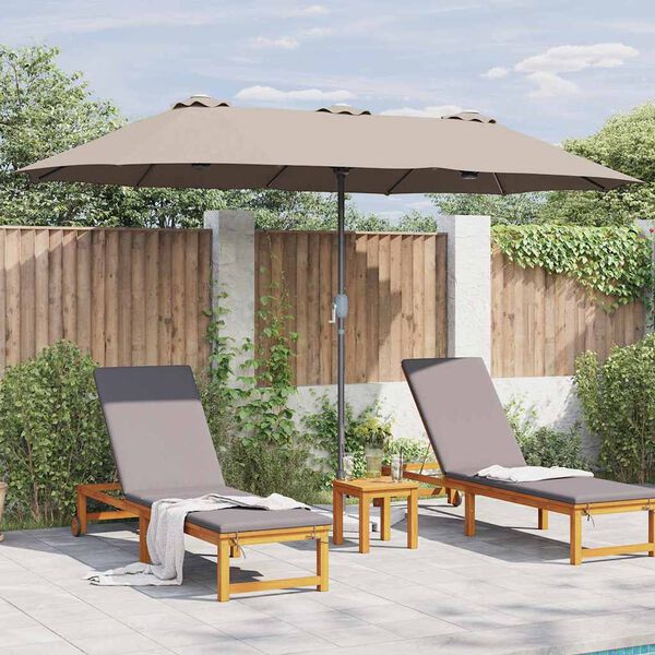 vidaXL Dārza parasols Pelēkbrūna 370 x 197 x 239 cm