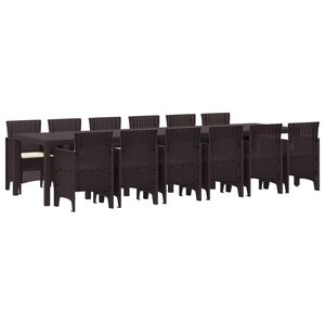 vidaXL Dārza ēdamgalds 13 pcs Brūna Polt rattan