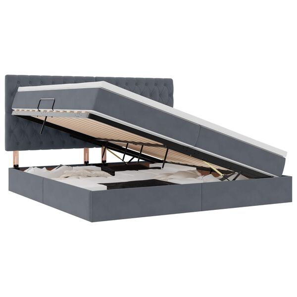 vidaXL Gulta ar uzglabā&scaron;anas vietu un matraci 200 x 200 cm Samts