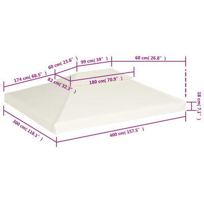 vidaXL nojumes jumta maiņas pārklājs, 3 x 4 m, 310 g/m², krēmbalts