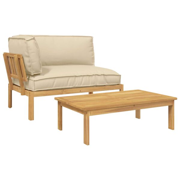 vidaXL Dīvānu komplekts ar spilvenu 2 pcs Bē&scaron;a Cietā akācijas koks