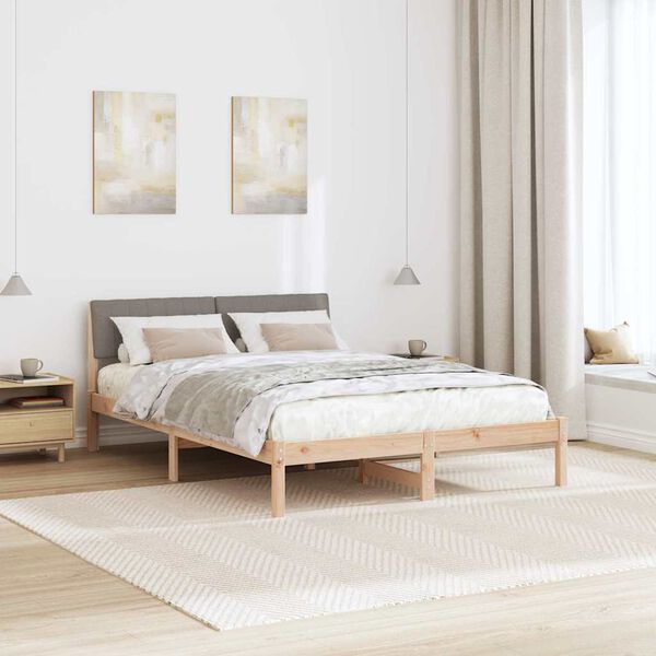 vidaXL Gultas rāmis Braun un taupe 135 x 190 cm Priedes masīvkoks