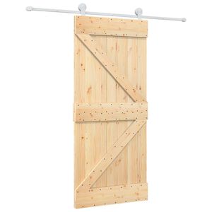 vidaXL Slīdo&scaron;ās durvis 90 x 210 cm Priedes masīvkoks Dabisks un balts
