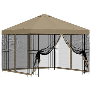 vidaXL Dārza paviljons ar sānu sienām 3 x 3 m Bē&scaron;a