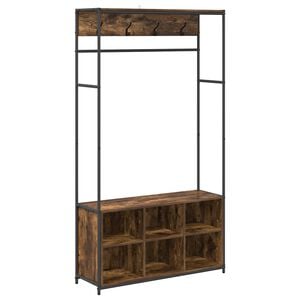 vidaXL Mēteļu stends ar apavu soli Kūpināts ozols 100 x 32 x 180,5 cm
