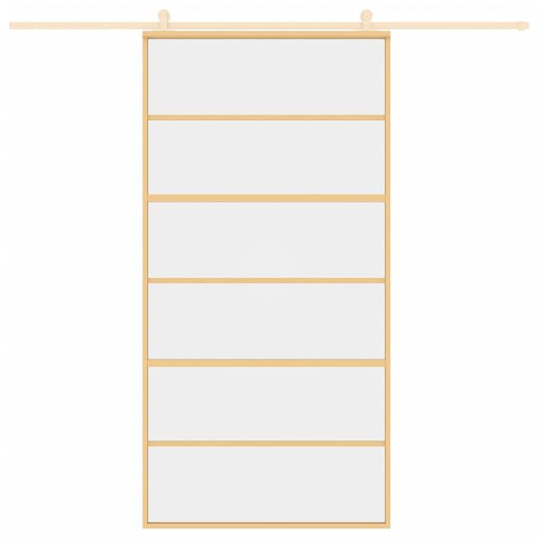 vidaXL bīdāmās durvis, zeltainas, 102,5x205 cm, ESG stikls, alumīnijs