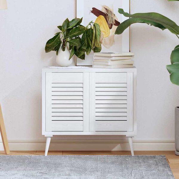 vidaXL skapja durvis, žalūziju dizains, 2 gab., balts, 39,5x29,5 cm