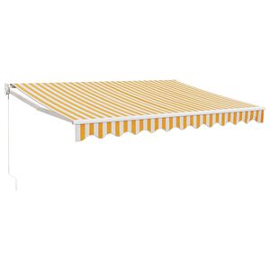 vidaXL Rokas markīze 3 x 2,5 m Dzeltenas un baltas svītras