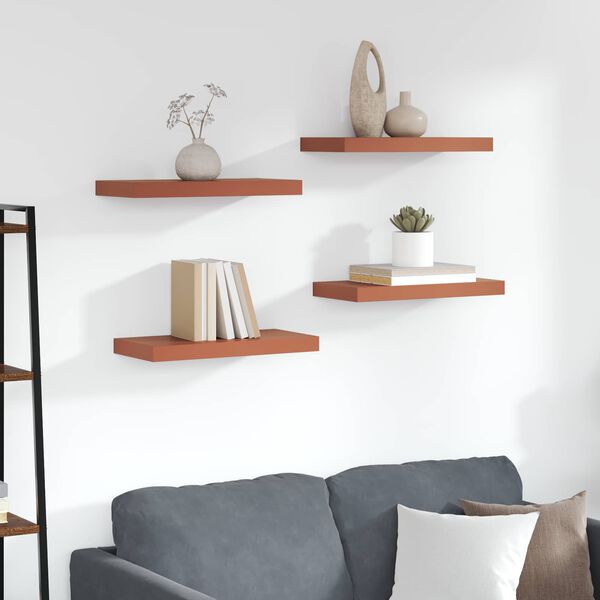 vidaXL Sienas plaukts 4 pcs Sarkana 50 x 23 x 4 cm Inženierijas koks