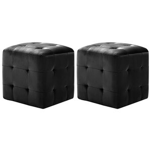 vidaXL pufi, 2 gab., melni, 30x30x30 cm, samts