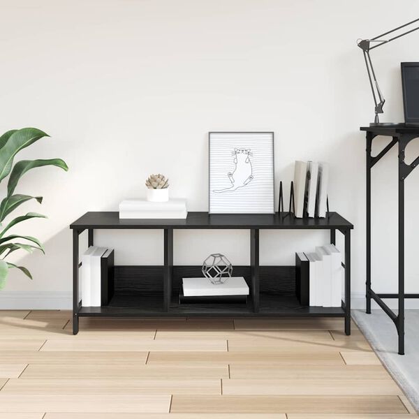 vidaXL Grāmatu plaukts Melns ozolkoks 102 x 32 x 40,5 cm