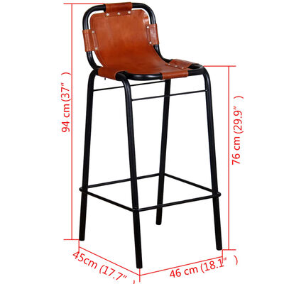 vidaXL bāra krēsli, 2 gab., dabīgā āda