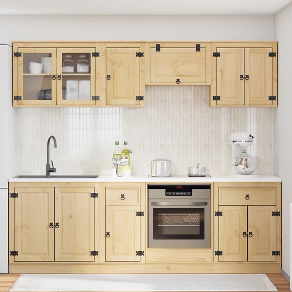 vidaXL Plakans ar atvilktni SKI 8 pcs Medus Brūns Ciets priedes koks