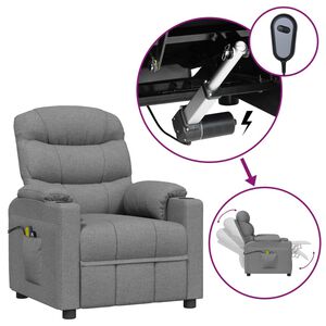 vidaXL elektrisks masāžas krēsls, gai&scaron;i pelēks audums