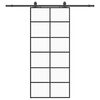 vidaXL bīdāmās durvis ar stiprinājumiem, melns, stikls, 90x205 cm