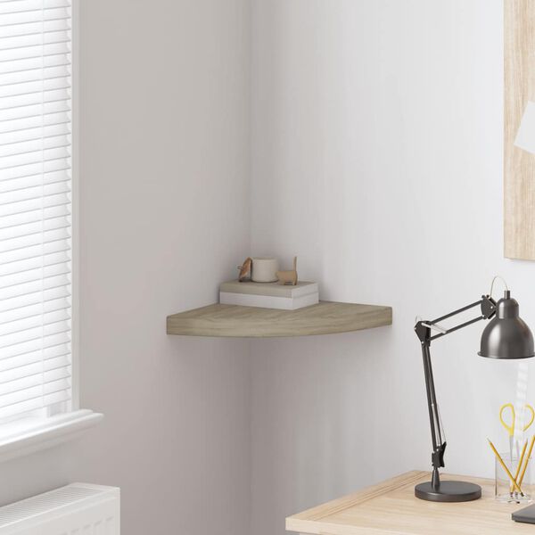 vidaXL stūra sienas plaukts, ozolkoka krāsā, 35x35x3,8 cm, MDF