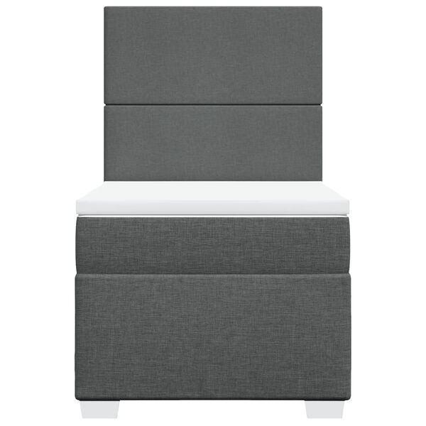 vidaXL atsperu gulta ar matraci, tum&scaron;i pelēka, 90x190 cm, audums