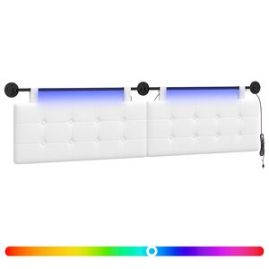 vidaXL Piekaramais gultas galvgalis Ar LED gaismu Balts Audums