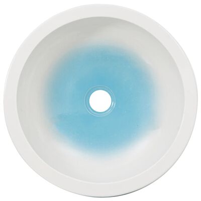 vidaXL izlietne, liekama uz virsmas, balta ar zilu, apaļa, Φ41x14 cm