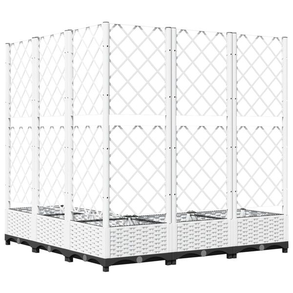 vidaXL dārza puķu kaste ar &scaron;paleru, balta, 120x120x121,5 cm, PP