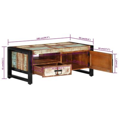 vidaXL kafijas galdiņš, 100x50x41 cm, pārstrādāts masīvkoks
