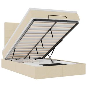 vidaXL Osmaņu gultas rāmis ar matrača krēmkrāsas 120x200 cm audums