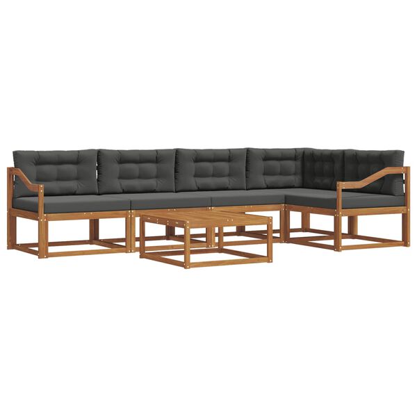 vidaXL Āra dīvānu komplekts ar spilvenu 6 pcs Dabisks un antracīts