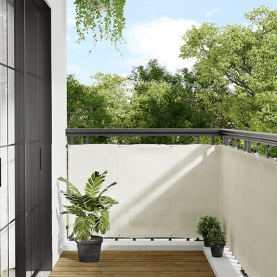 vidaXL balkona aizslietnis, krēmkrāsas, 90x1000 cm, 100% poliestera