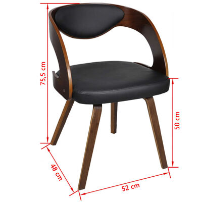 vidaXL virtuves krēsli, 4 gab., brūni, izliekts koks un mākslīgā āda