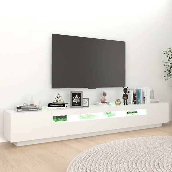 vidaXL TV skapītis ar LED lampiņām, 260x35x40 cm, balts