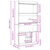 vidaXL augstais skapītis, pelēka koka, 92x33x180 cm, konstruēts koks